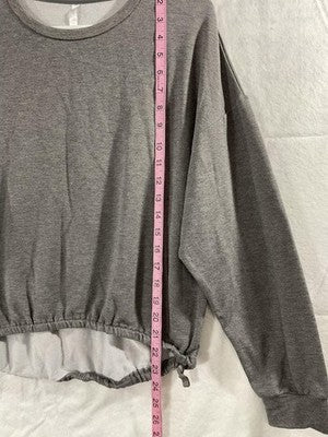 Fabletics Sweatshirt Womens Large Gray Drawstring Hem Pullover Crewneck Top