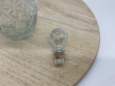 Clear Glass Decanter With Stopper Floral Starburst Handle Tabletop Decor Kitchen