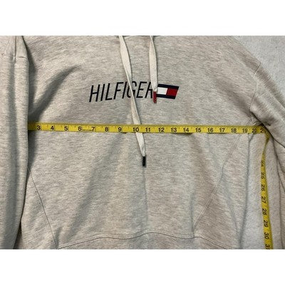 Tommy Hilfiger Sport Hoodie Womens Small Gray Hilfiger Logo Cropped Sweatshirt