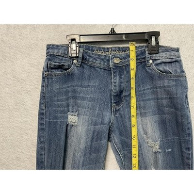 STS Blue Jeans Womens 9/29 Blue Distressed Skinny Raw Hem Stretch Streetwear