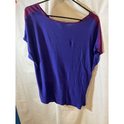 WASSIO Women's Colorful Top Size L, Polyester Front/Rayon Back, Short Sleeve