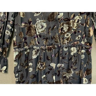 Carolina Belle Dress Womens 10 Velvet Floral Long Sleeve Lined Elegant