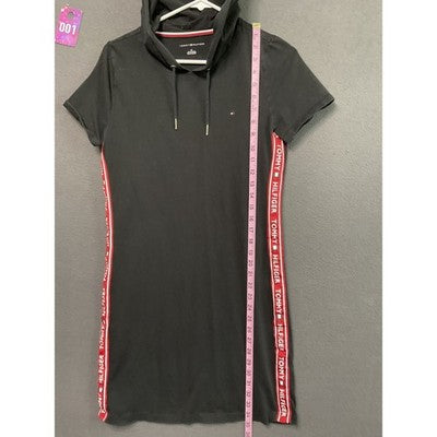 Tommy Hilfiger Women’s Black Small Hoodie Dress Pullover Short Sleeve