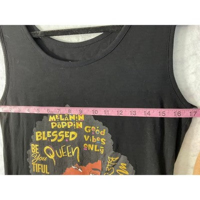 On Fire Tank Dress Womens XL Black Melanin Queen Graphic Sleeveless Mini