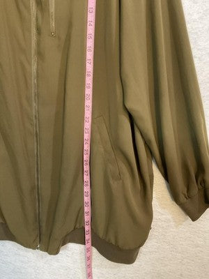 Forever 21 Jacket Womens 3X Green Bomber Lightweight Zip Front Pocket Plus Size