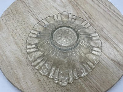Clear Glass Flower Shaped Serving Bowl Decorative Fluted Edge Dish Centerpiece