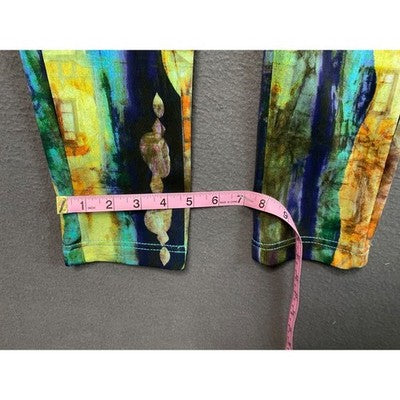 Like an Angel Womens M Stretch High-Rise Button Closure Pant Festival Abstract