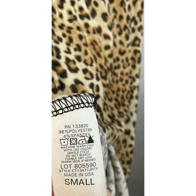 Drama Gold Dress Womens Small Leopard Print Ruched Midi Made USA Stretch