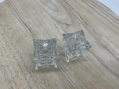 Clear Lead Crystal Candlestick Holders Set Of 2 Taper Candle USA Decor Tabletop