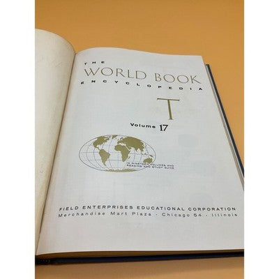 1961 World Book Encyclopedia Vol 17 "T", Vintage Hardcover, Field Enterprises