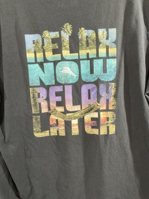 Tommy Bahama Shirt Mens Large Gray Relax Now Relax Later Graphic Tee Beach Print