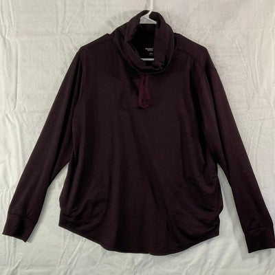 Old Navy Active Pullover Women Large Purple Cowl Neck Go-Dry Pockets Athleisure