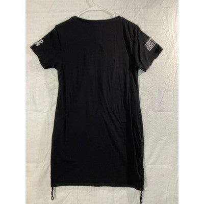 On Fire T-Shirt Dress Womens Large Black Graphic Limited Edition Side Tie Casual