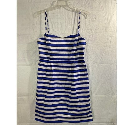 Gap Striped Sheath Dress Womens 14 Blue White Pockets Adjustable Straps Nautical