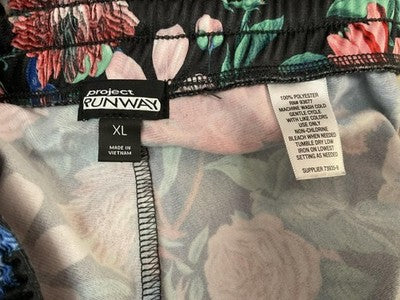 Project Runway Pants Womens XL Multicolor Floral Track Side Stripe Jogger Casual