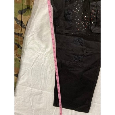 FWRD Denim Cargo Pants Men 48x33 Camo Black Paint Splatter Distressed Streetwear