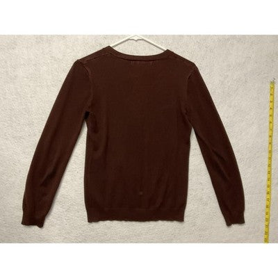 Forever 21 Sweater Womens Large Brown Knit Cardigan V Neck Button Front Pockets