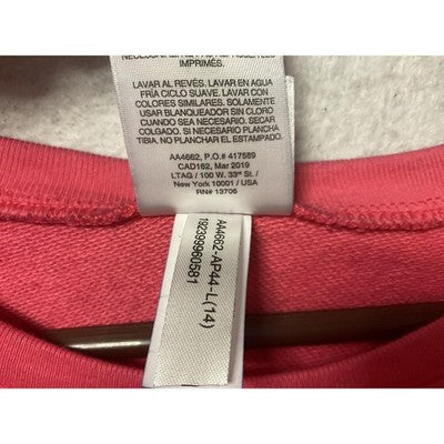 Adidas Sweatshirt Girls Large Medium Pink Logo Crewneck Pullover AA4662