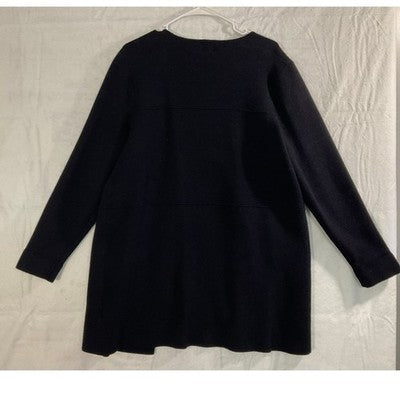 Rafaella Cardigan Sweater Womens XL Black Open Front Longline Knit Casual