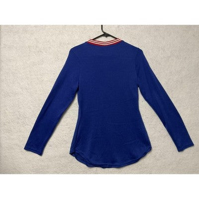 Rue21 Shirt Womens Medium Blue Long Sleeve Ringer Crewneck Slim Stretch Top