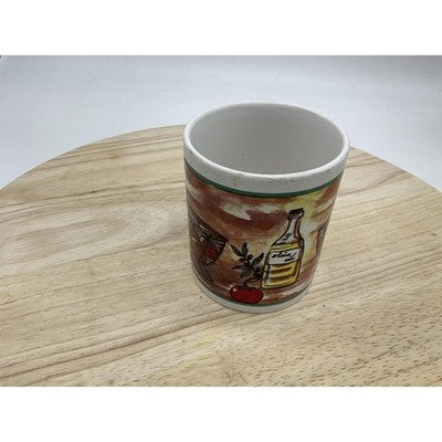 Ceramic Coffee Tea Mug Kitchen Still Life Tomatoe Olive Oil Rustic Unbranded VTG