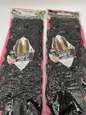 Mayde Beauty Modern Soft Loc 28in 1B 3X Crochet Synthetic Hair Extensions Lot 2