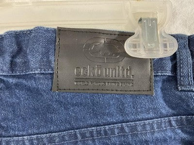 Ecko Unltd Shorts Boys 12 Blue Denim Bermuda Flat Front Rhino Logo Casual
