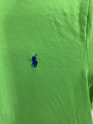 Polo Ralph Lauren Shirt Boys 8 Green V Neck Logo Short Sleeve Tee Tagless Jersey