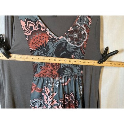 Emery Rose 2X Long Sleeve Dress, Grey Knee-Length Polyester/Viscose Wearable Art