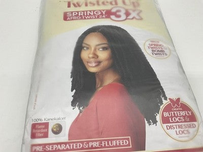 Outre X-Pression Twisted Up Springy Afro Twist 24in 3X 1 Black Hair Extensions