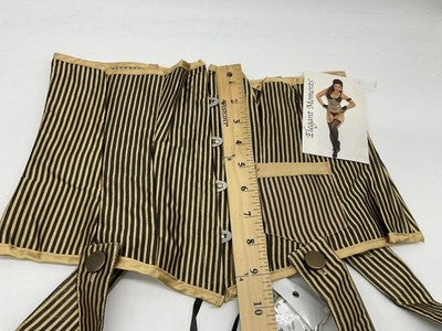 Elegant Moments Corset Womens 38 Gold Black Striped Steampunk Garter Belt 4650