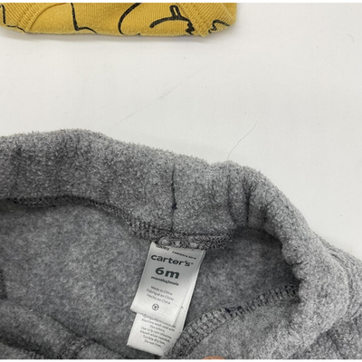 Carter's Bodysuit Pants Set 6M Yellow Koala Print Gray Fleece Outfit Baby