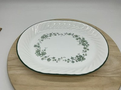 Corelle White Glass Large Serving Plate Callaway Green Ivy Oval USA Kitchen Dish