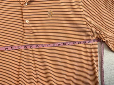 Donald Ross Polo Shirt Mens 2XL Orange Striped Golf Performance Short Sleeve