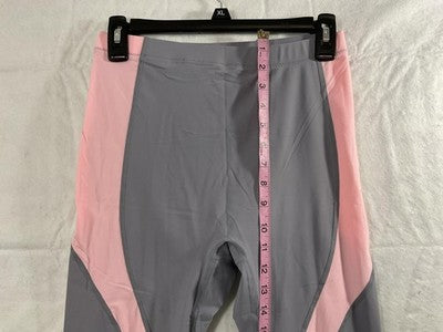 Leggings Womens M Gray Pink Colorblock Ankle Stretch Yoga Activewear Pants