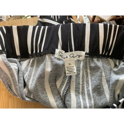 French Laundry Be In The Moment XL Black White Vertical Stripe Pull On Pants NWT