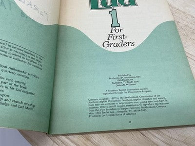 Lad 1 For First-Graders James D. Williams Brotherhood Green PB USA 1987 Kids