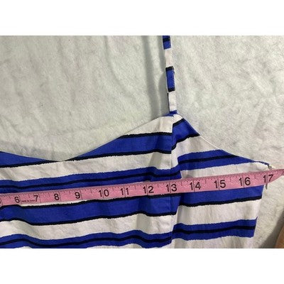 Gap Striped Sheath Dress Womens 14 Blue White Pockets Adjustable Straps Nautical