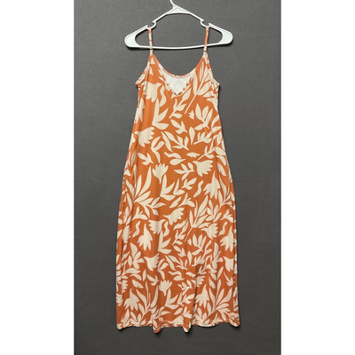 Womens Casual Dress S Boho Fairy Rust & White Adjustable Straps Pockets Fashion