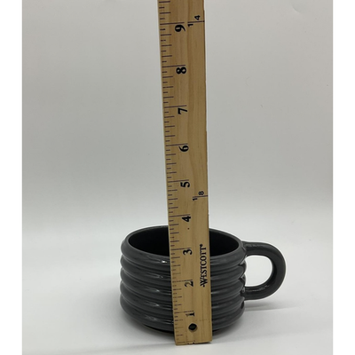 Thyme & Table Coffee Cup Set Ceramic With Stand Multicolor Ribbed Stoneware