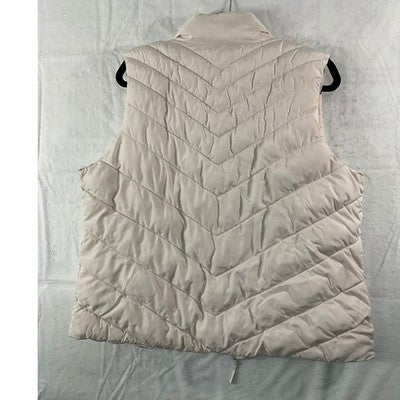 Gap Puffer Vest Women XL Cream Quilted Zip Up Sleeveless Jacket Outerwear