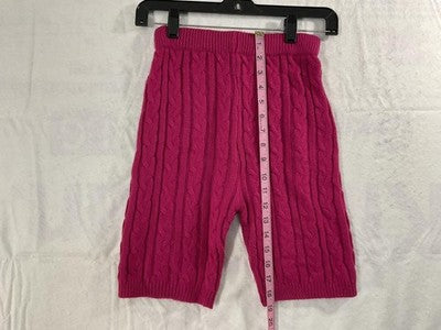 Love Sense Shorts Womens Small Pink Cable Knit Bermuda Elastic Waist Casual