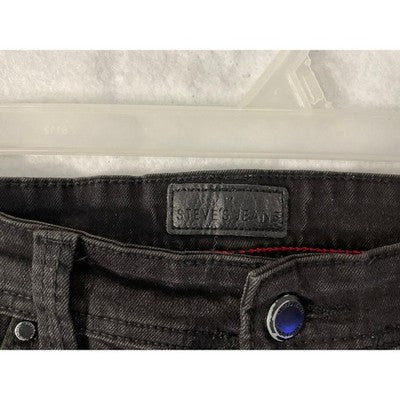Steve's Jeans Slim Straight Men 33x32 Black Denim SU9AABALEF Stretch Pants
