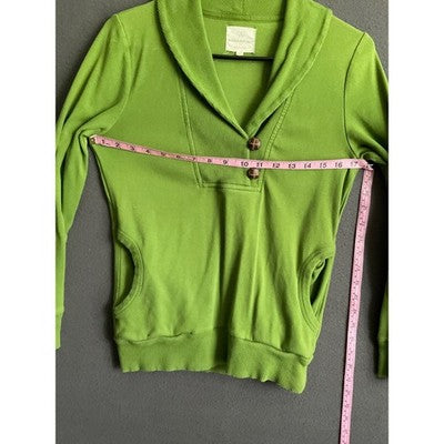 Banana Republic Green Pullover XS Ribbed V Neck Long Sleeve Y2K Pockets