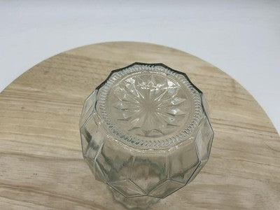 Clear Glass Vase Faceted Panel Sides Starburst Base Flared Rim Decor Centerpiece