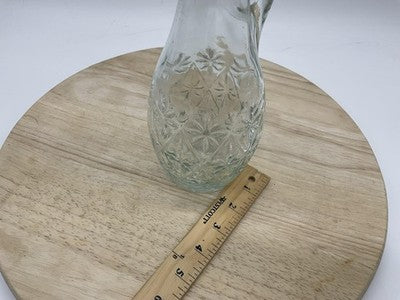 Clear Glass Decanter With Stopper Floral Starburst Handle Tabletop Decor Kitchen