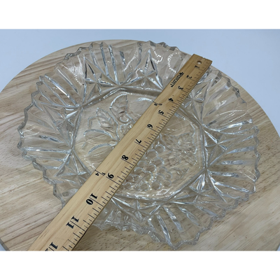 Vintage Federal Cut Glass Pioneer Fruit Dish Bowl 10" Clear Octagon Serving