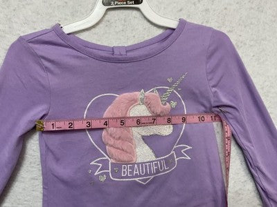 The Children's Place Shirt Girls 4 Purple Beautiful Unicorn Graphic Long Sleeve