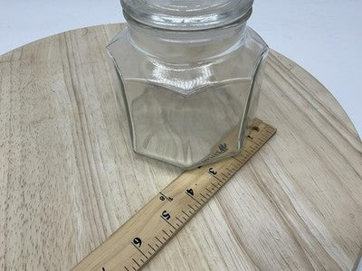Clear Glass Kitchen Canister Jar With Lid Hexagon Faceted Storage Container