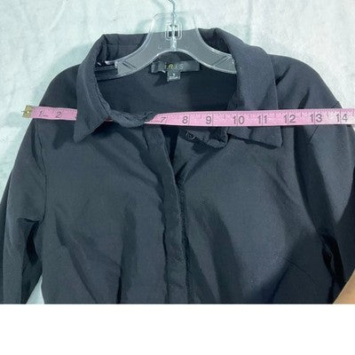 Iris Button Down Shirt Womens Small Black Long Sleeve Darted Tailored Top